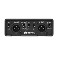 XLR ports and switches view of Strymon PCH X2 Stereo Active DI Isolator on white background