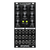 Front view of Strymon SuperKar+ 32 Voice String Synthesis Eurorack Module on white background