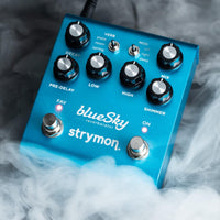 Angled front view of Strymon blueSky on with smokey background