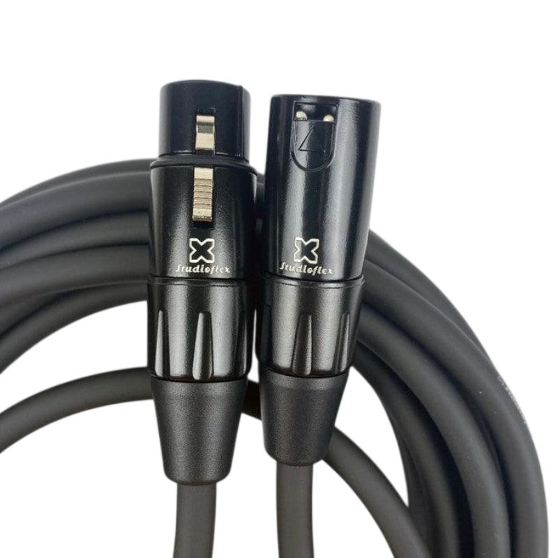 Coiled close up view of StudioFlex Ultra Silver Core XLR Cable (50') on white background