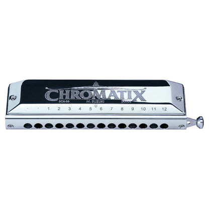 Front view of Suzuki SCX-56 Chromatic 14 Hole Harmonica on white background