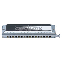 Front view of Suzuki SCX-64 Chromatic 16 Hole Harmonica on white background