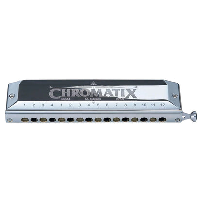 Front view of Suzuki SCX-64 Chromatic 16 Hole Harmonica on white background