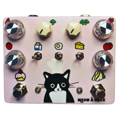 Front view of TONECAT Meow A Deux Dual Channel Overdrive Pedal on white background