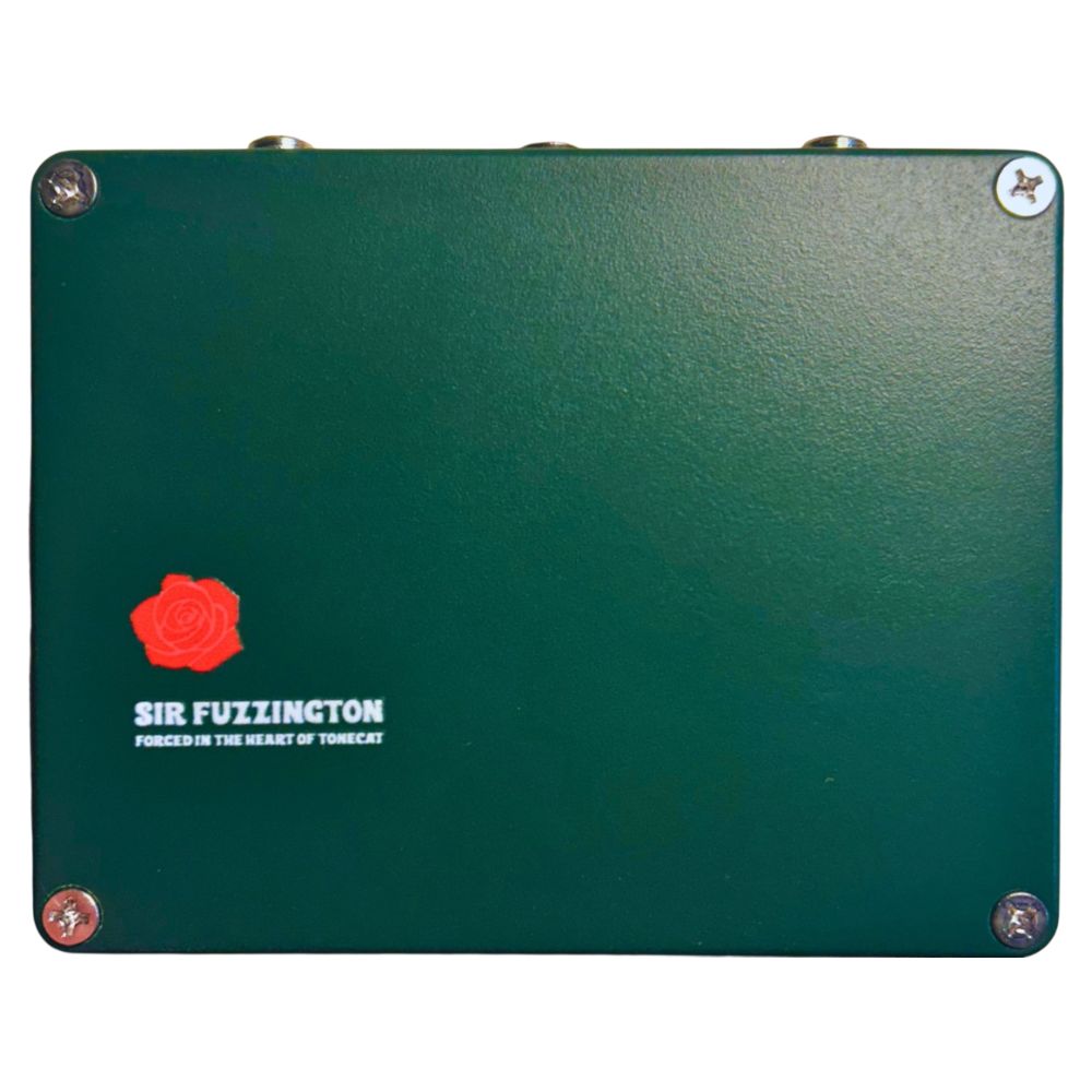 Rear view of TONECAT Sir Fuzzington Dual Drive & Fuzz Pedal on white background