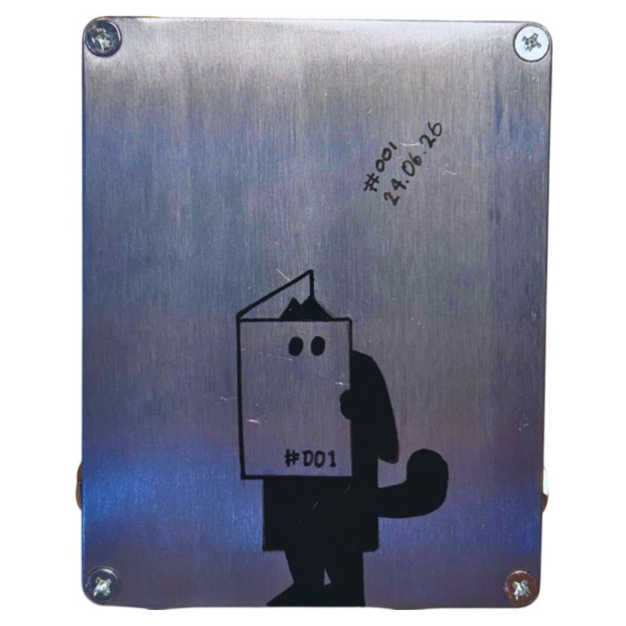 Rear view of TONECAT Vanishing Tail Analogue PLL Synth Fuzz Pedal on white background