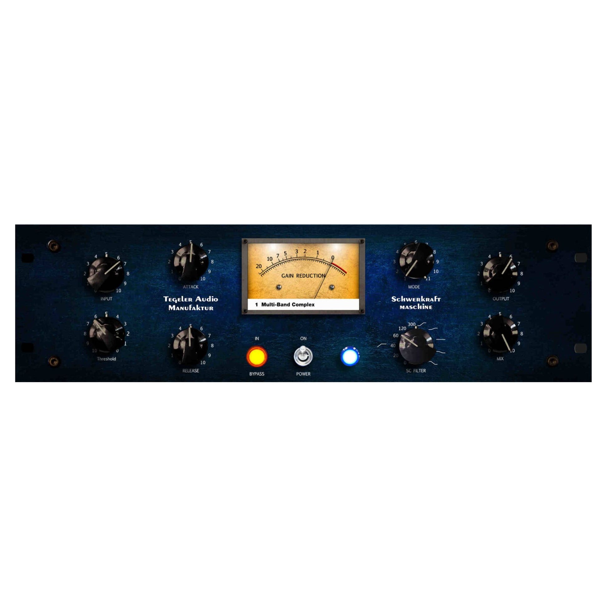 Front view of Tegeler Remote Controllable Vari-Mu Mastering and Bus Compressor on white background