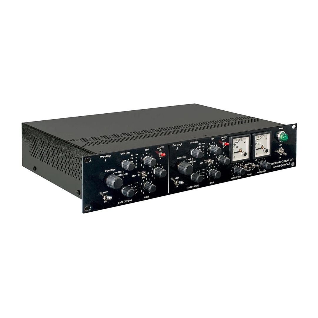 Angled shot of black rackmount effect with white background