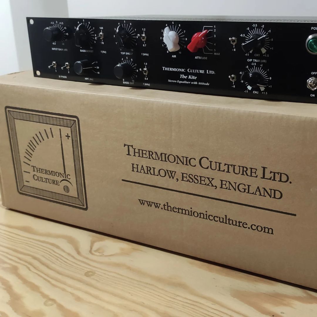 Rackmount effect on top of packaging box on a wooden desk with white background