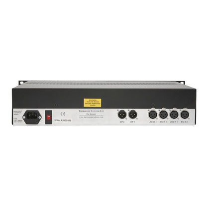 Rear panel of rackmount effect exposing ports on white background