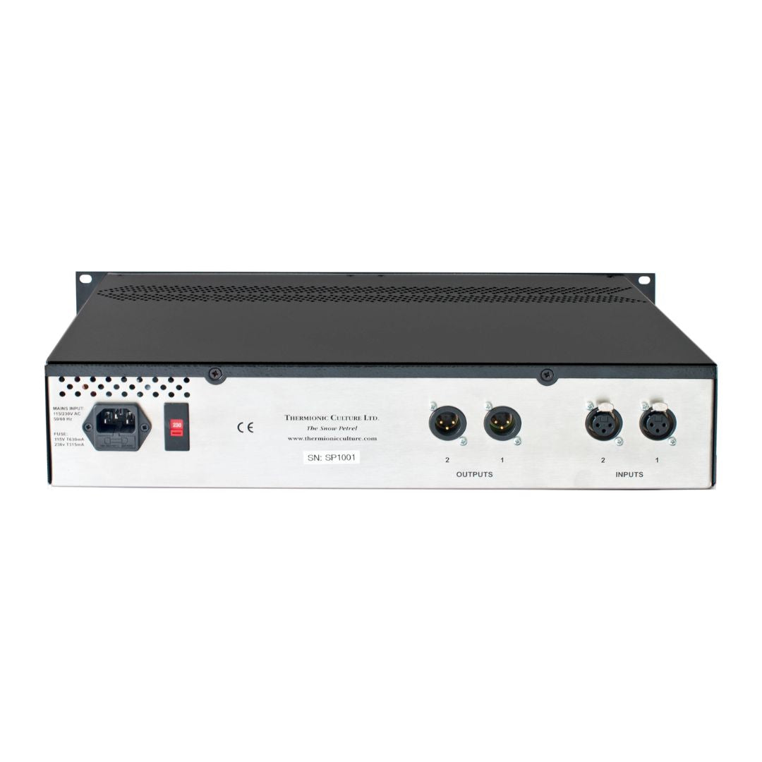 Rear panel of rackmount effect with ports on white background