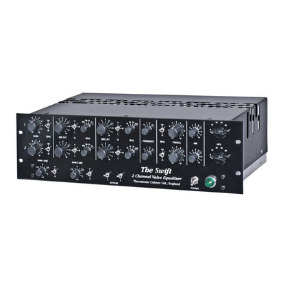 Angled view of a black rackmount effect on white background