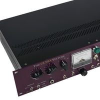 Angled top view of purple and black rackmount effect on white background