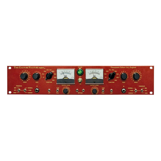 Front panel of red rackmount effect on white background