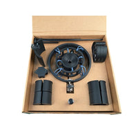 Inside box view of Tri-Solate USM-3X-1 Universal Shock Mount Studio Starter Kit on white background