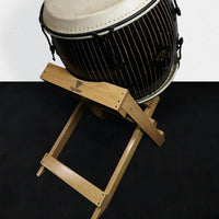 Angled view of Tycoon 20" Nagado Daiko Handcrafted Pinstripe on stand in studio