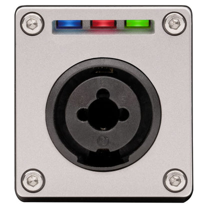 Front port view of Universal Audio Apollo e1x Remote-Controllable Unison Preamp on white background
