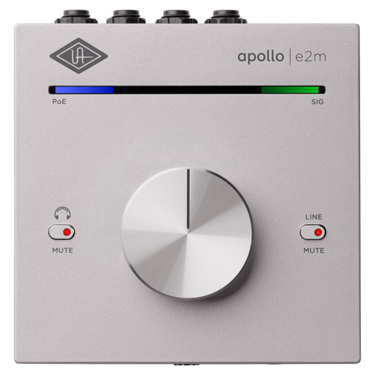 Front view of Universal Audio Apollo e2m Stereo Headphone Amp and Line Interface on white background