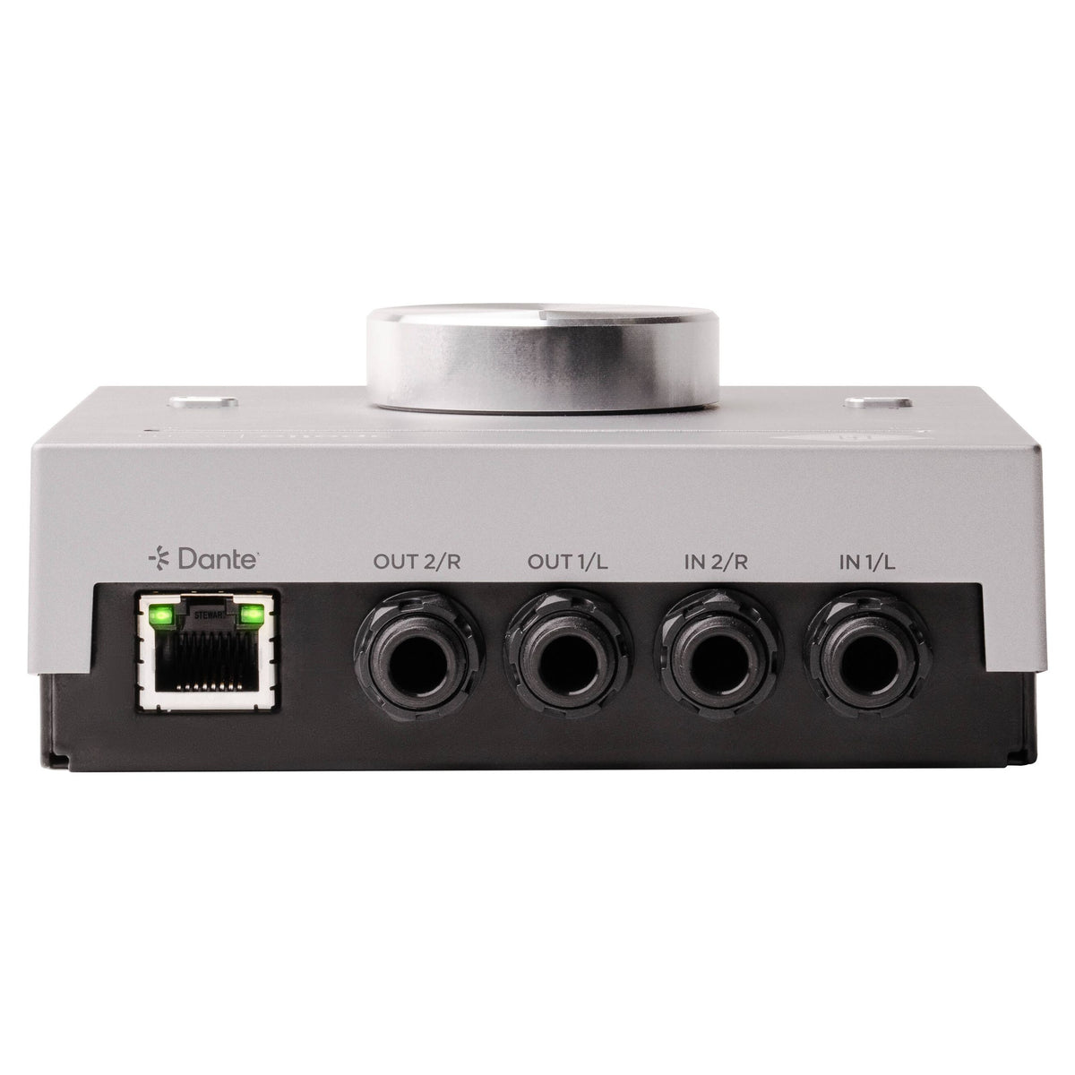 Top ports view of Universal Audio Apollo e2m Stereo Headphone Amp and Line Interface on white background