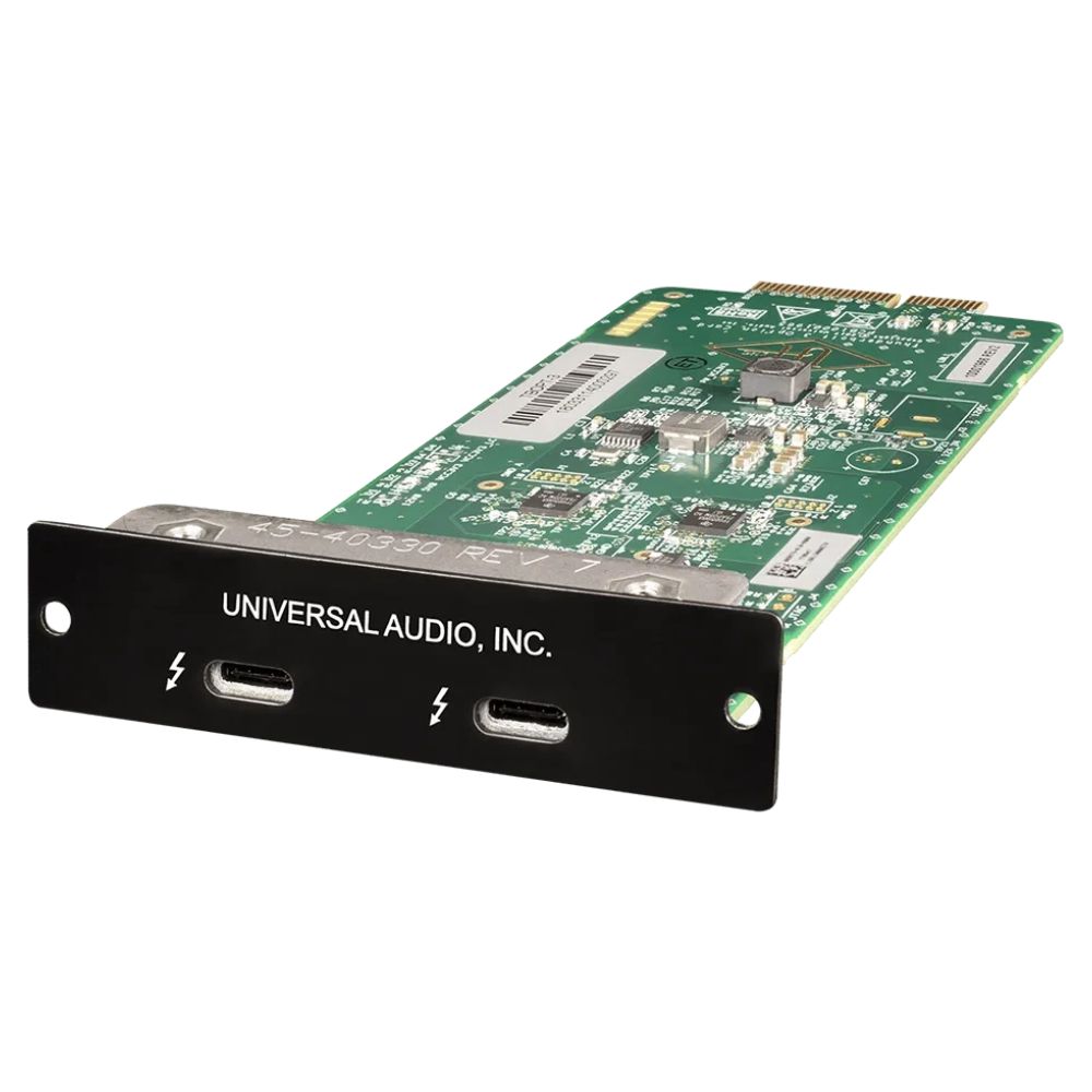Angled view of Universal Audio Thunderbolt 3 Option Card on white background