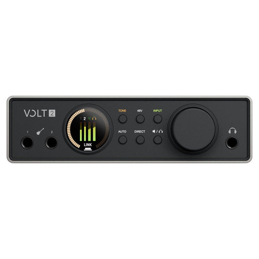Front view of Universal Audio Volt 2 Gen 2 USB Audio Interface on white background