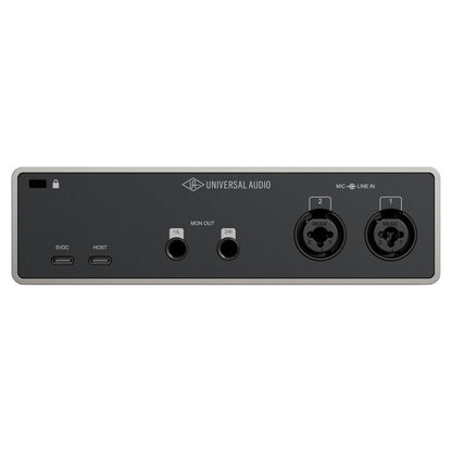 Rear ports view of Universal Audio Volt 2 Gen 2 USB Audio Interface on white background