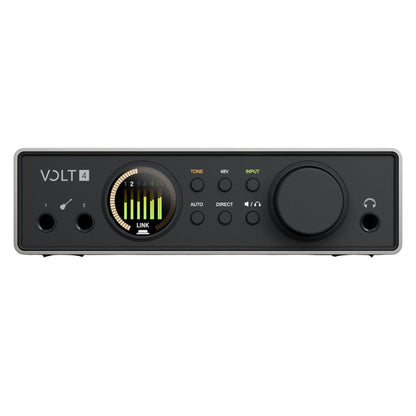 Front view of Universal Audio Volt 4 Gen 2 USB Audio Interface on white background