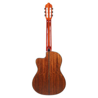 Rear view of Valencia VC774TCE 700 Series Classical Electric Guitar on white background
