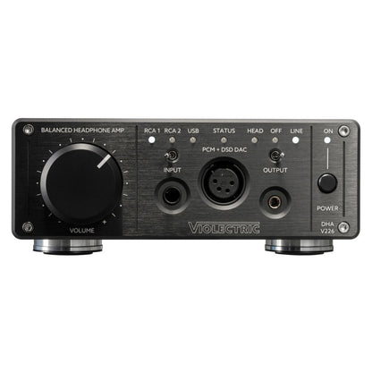 Front view of Violectric DHA V226 Headphone Amplifier on white background