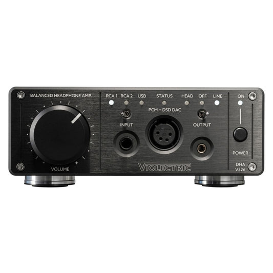 Front view of Violectric DHA V226 Headphone Amplifier on white background