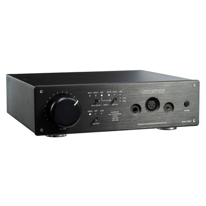 Angled view of Violectric DHA V380² Headphone Amplifier on white background
