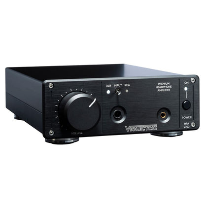 Angled front view of Violectric HPA V202 Headphone Amplifier on white background