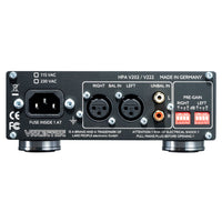 Rear ports view of Violectric HPA V202 Headphone Amplifier on white background