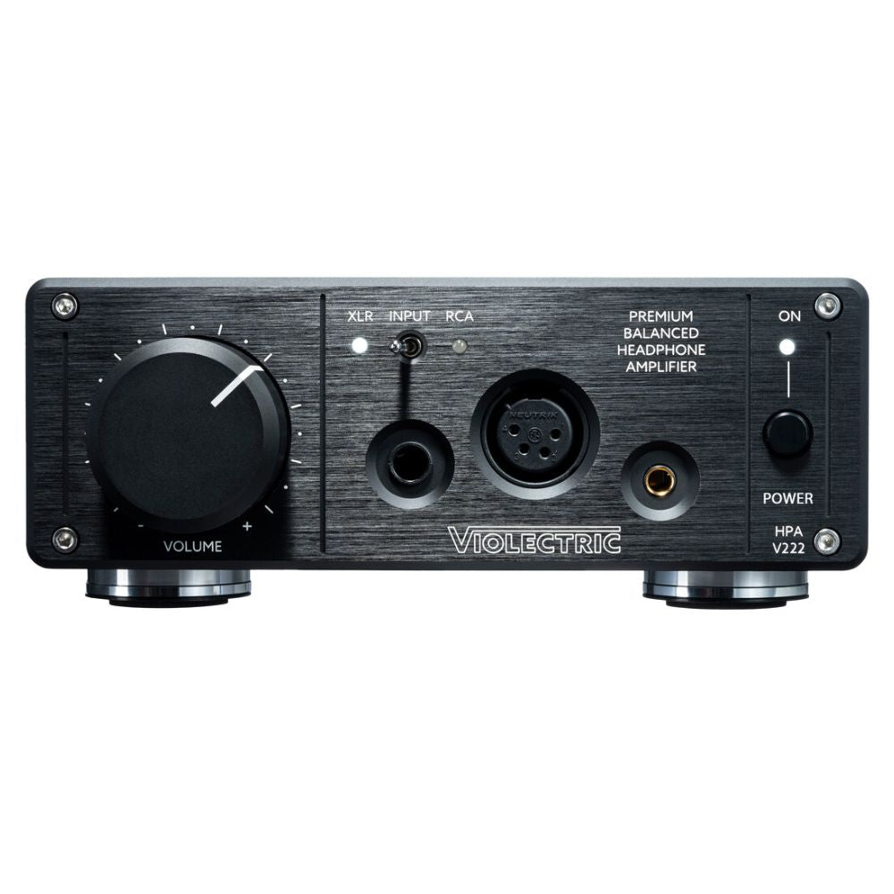 Front view of Violectric HPA V222 Headphone Amplifier on white background