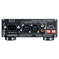 Rear ports view of Violectric HPA V222 Headphone Amplifier on white background