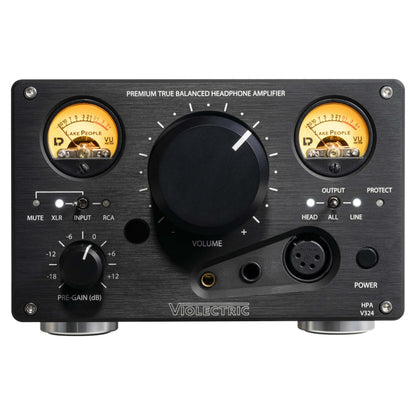 Front view of Violectric HPA V324 Headphone Amplifier on white background