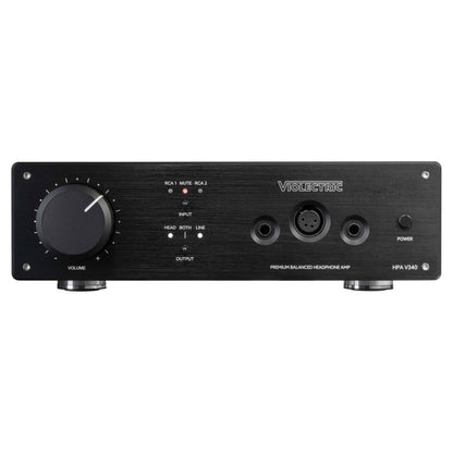 Front view of Violectric HPA V340 Headphone Amplifier on white background