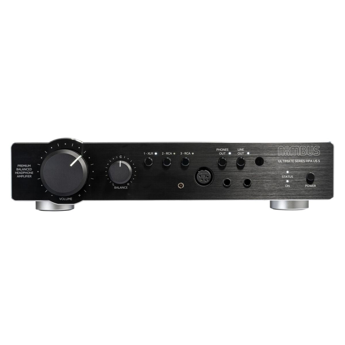 Front view of Violectric Niimbus US 5 Headphone Amplifier on white background