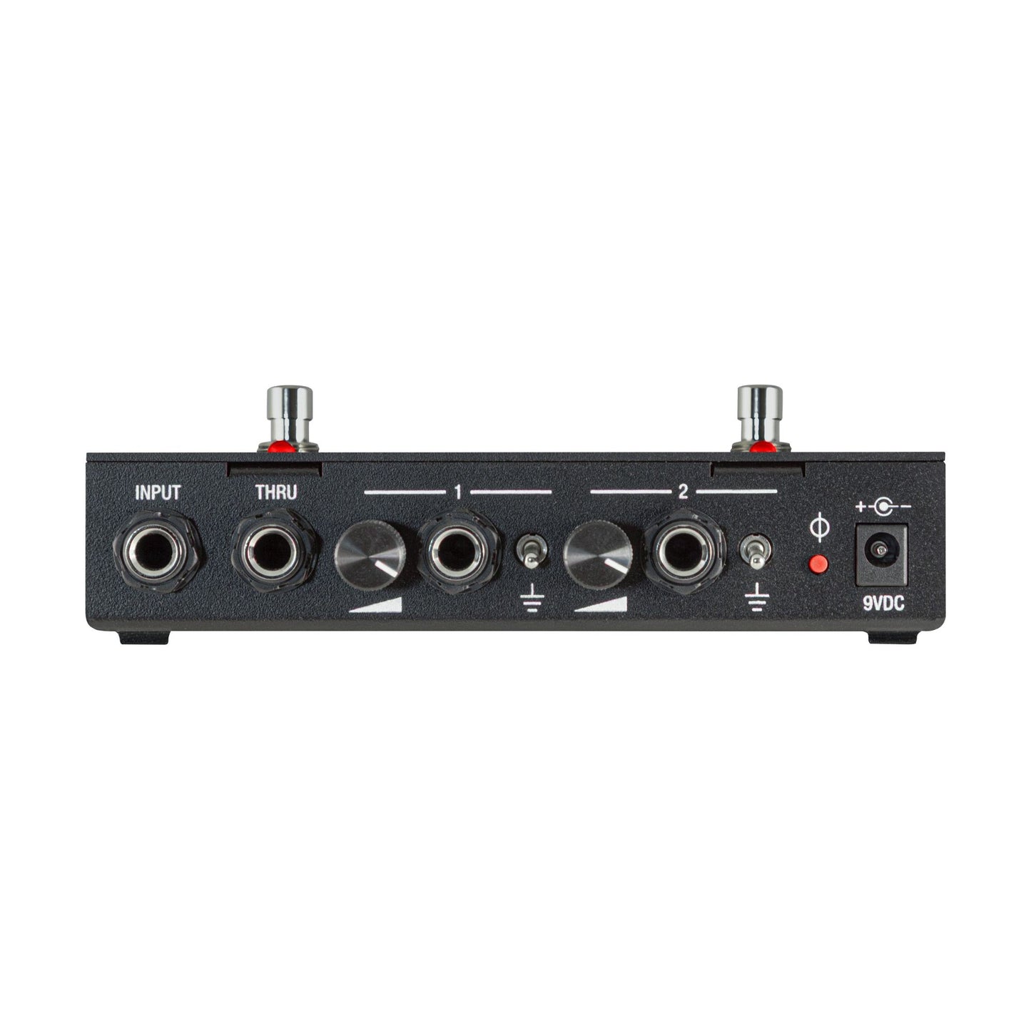 Top jacks view of Voodoo Lab Amp Selector ABY Switcher Pedal on white background