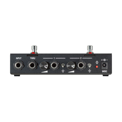 Top jacks view of Voodoo Lab Amp Selector ABY Switcher Pedal on white background