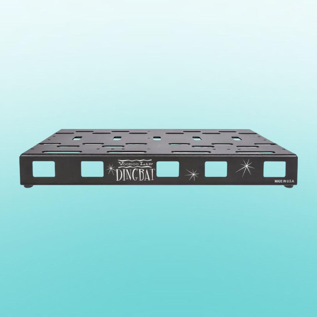 Front view of Voodoo Lab Dingbat Medium on aqua blue background