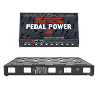 Front view of Voodoo Lab Dingbat Medium Pedalboard and Pedal Power 3 on white background