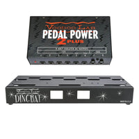 Front view of Voodoo Lab Dingbat Small Pedalboard and Pedal Power 2 PLUS on white background