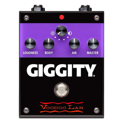 Front view of Voodoo Lab GIGGITY Overdrive + Preamp Pedal on white background