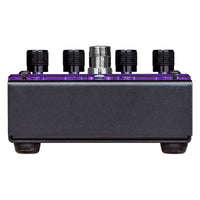 Bottom view of Voodoo Lab GIGGITY Overdrive + Preamp Pedal on white background