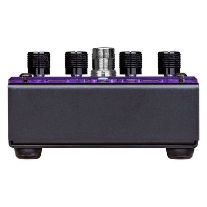 Bottom view of Voodoo Lab GIGGITY Overdrive + Preamp Pedal on white background