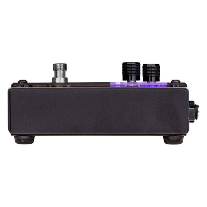 Side view of Voodoo Lab GIGGITY Overdrive + Preamp Pedal on white background