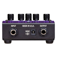 Top jacks view of Voodoo Lab GIGGITY Overdrive + Preamp Pedal on white background