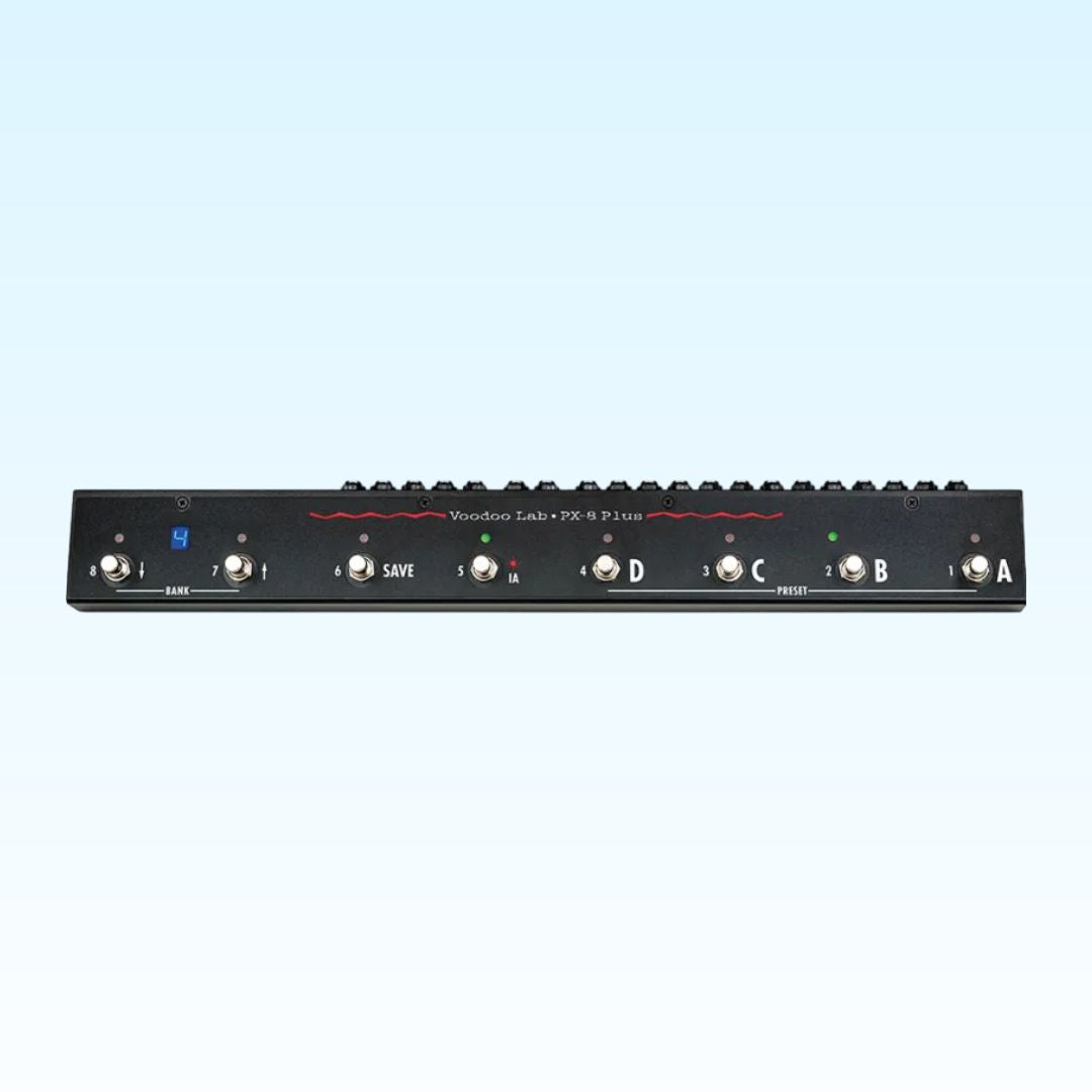 Top view of Voodoo Lab PX-8 PLUS on blue background