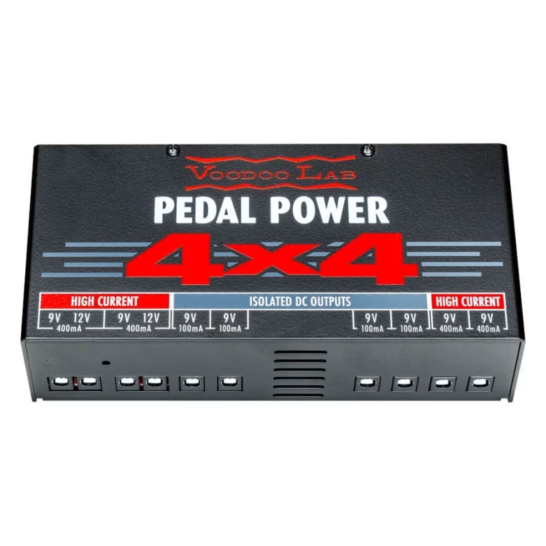 Angled top view of Voodoo Lab Pedal Power 4x4 on white background